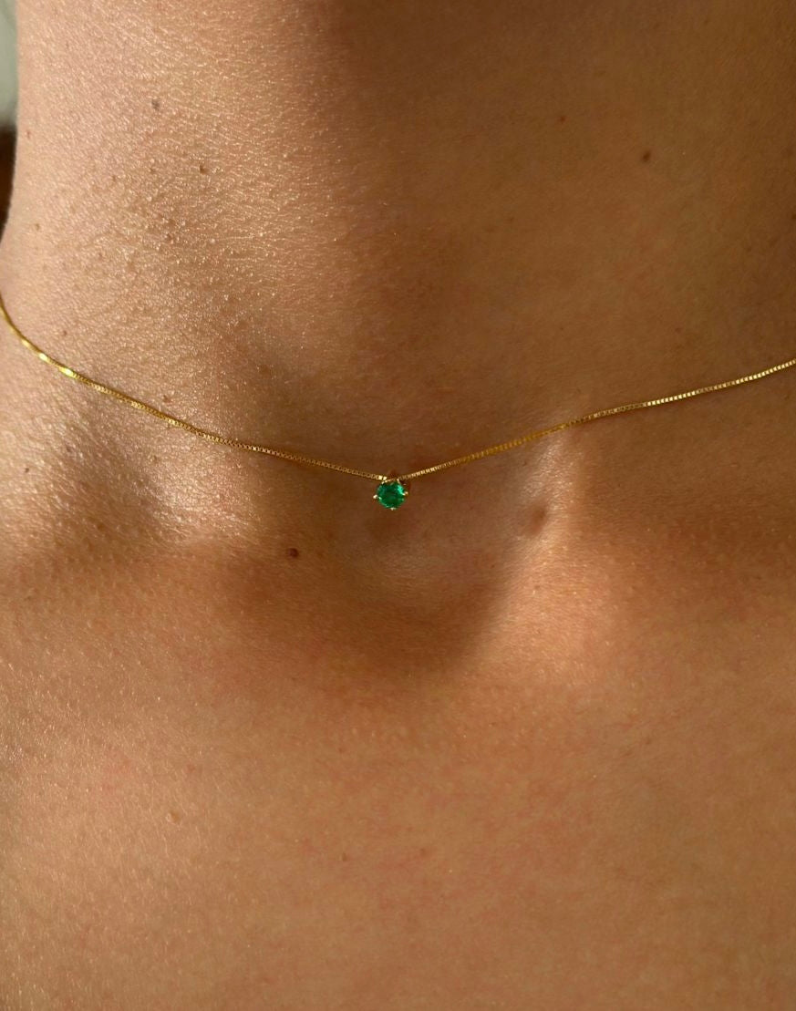 Solitaire Colombian Emerald Necklace